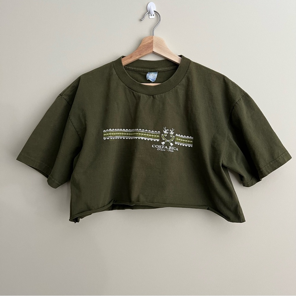 Vintage Oversized Cropped Costa Rica Pura Vida Crew Neck Tee
